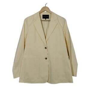 Lafayette 148 Annemarie Yellow Stretch Cotton Twill Casual Oversized Blazer - S